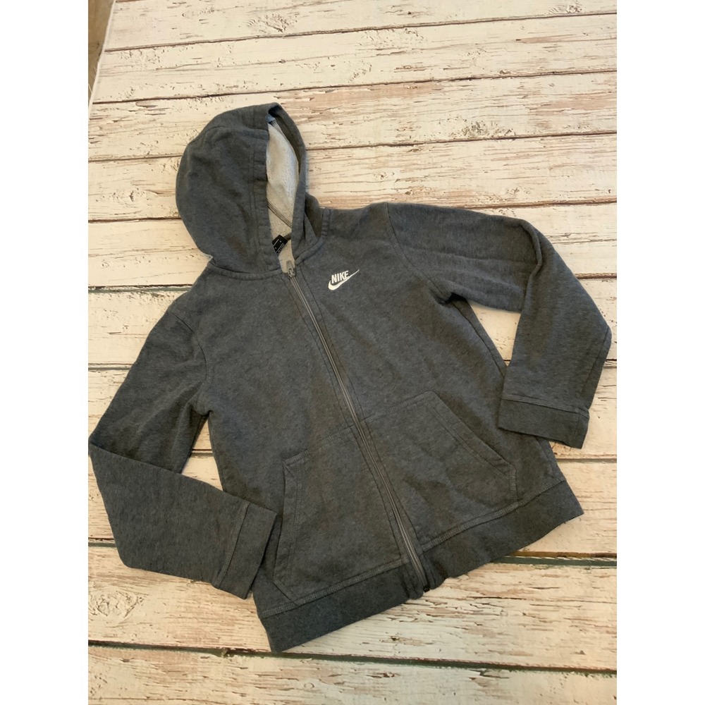 Nike Boys‎ Sportswear Full Zip Hoodie Charcoal Grey Heather Jacket Size L